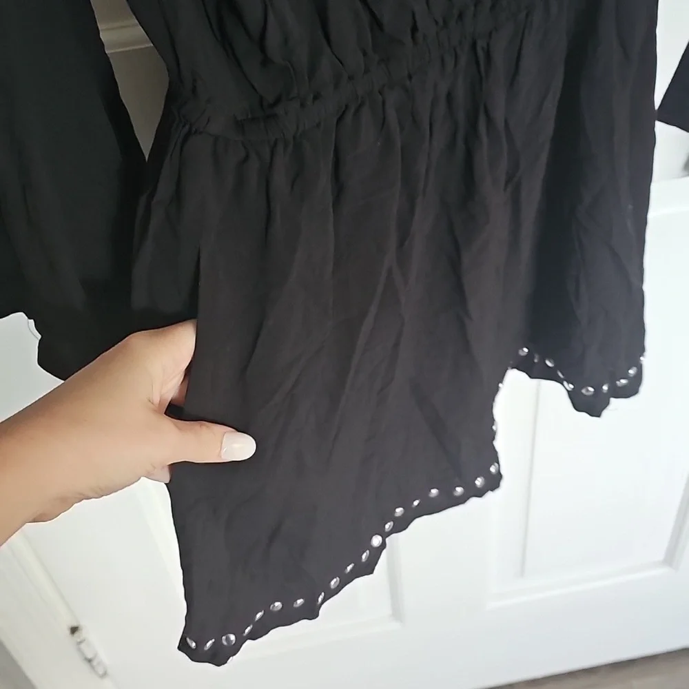 NWT Bar III Black Cover Up Romper with Silver Studded Trim Detail